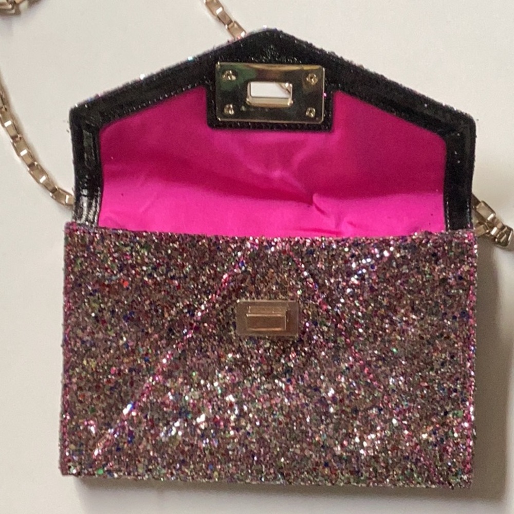 KATE SPADE *Moonlit Soirée Glitterball Pink Crossbody Bag with Chain Strap - Picture 3 of 5